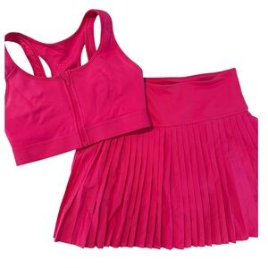 Fabletics hot pink set / sports bra and running skort - fits like S